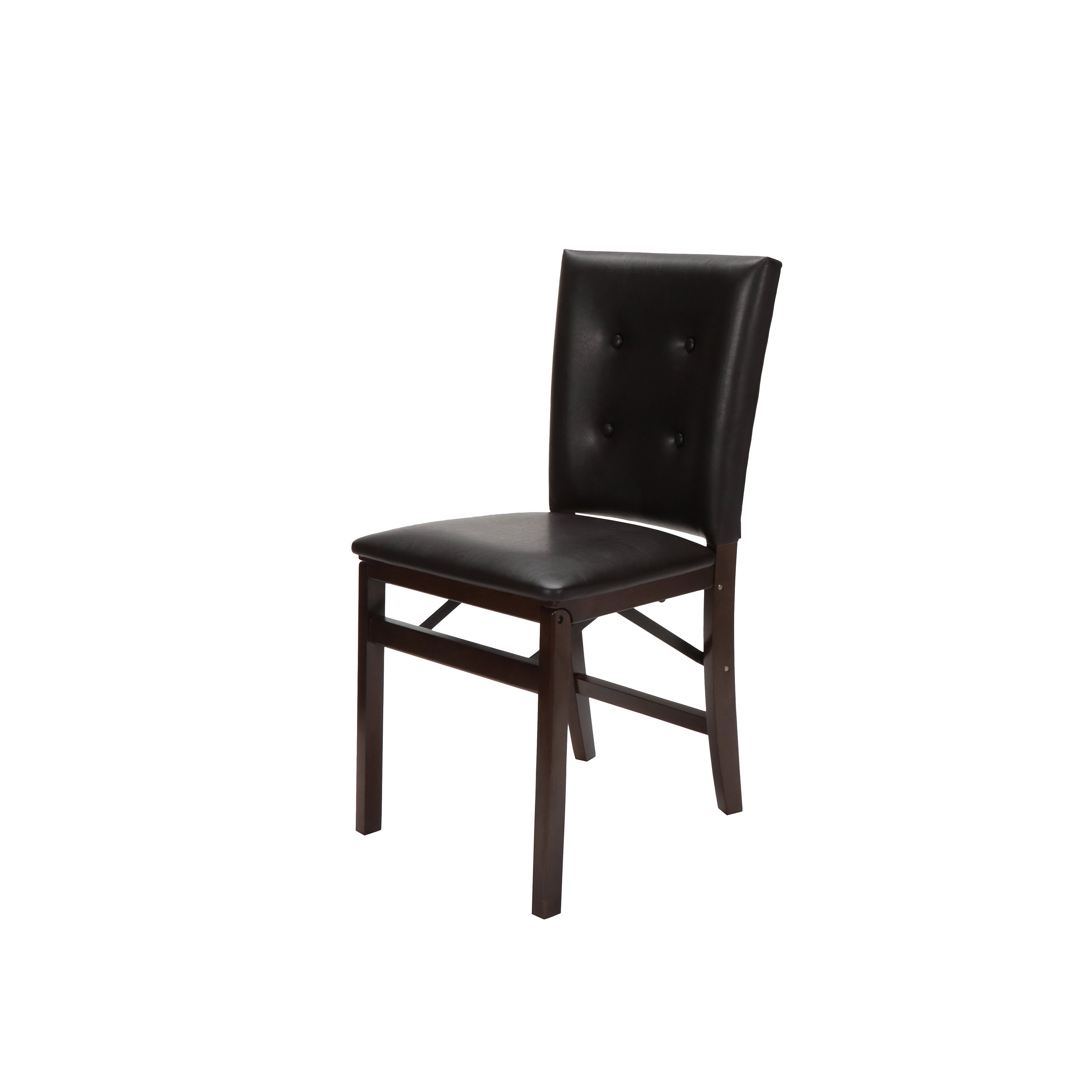 Parsons Upholstered Back Folding Chair, Espresso Leather (Set of 2