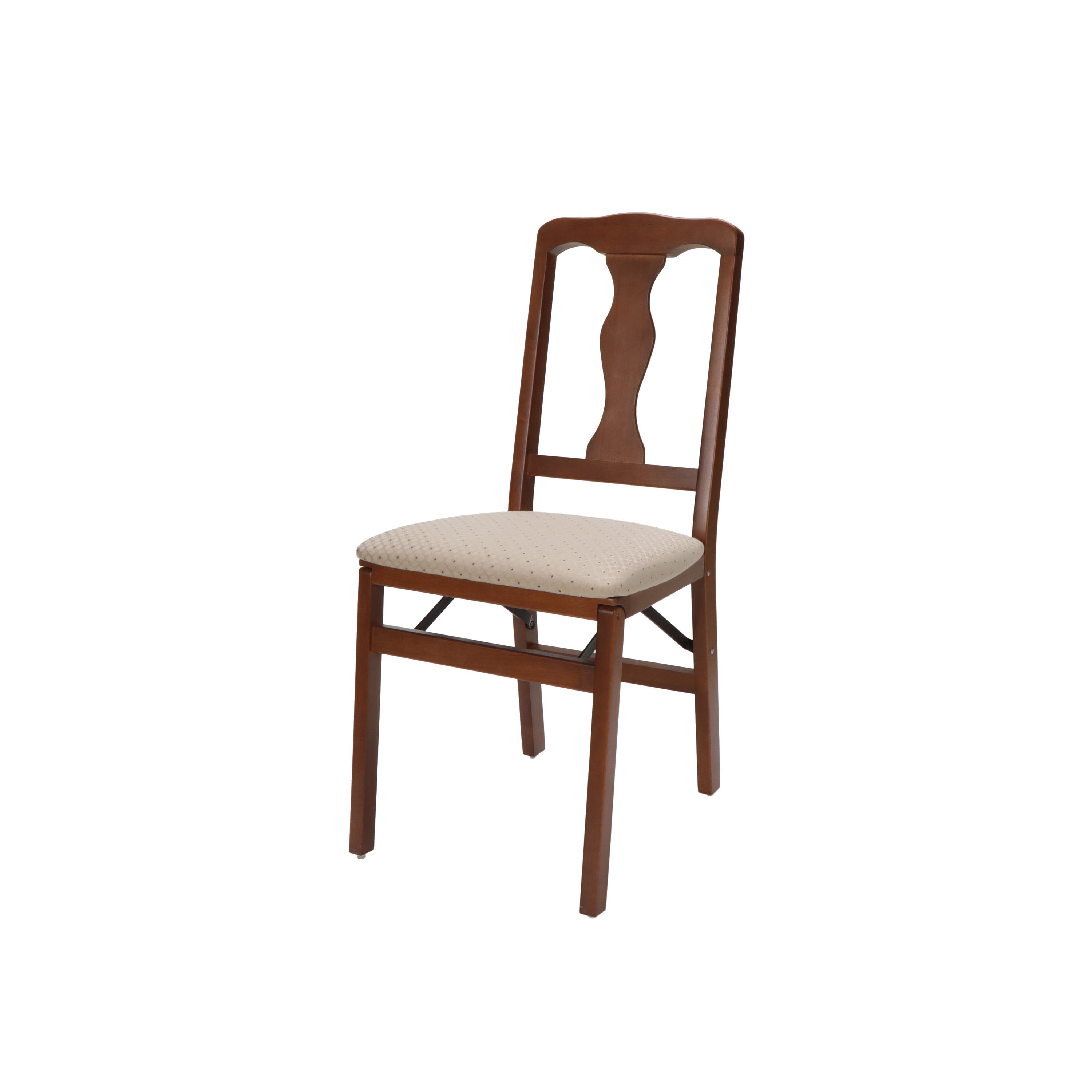 Queen Anne Folding Chair Cherry Finish, (Set of 2) – Stakmore