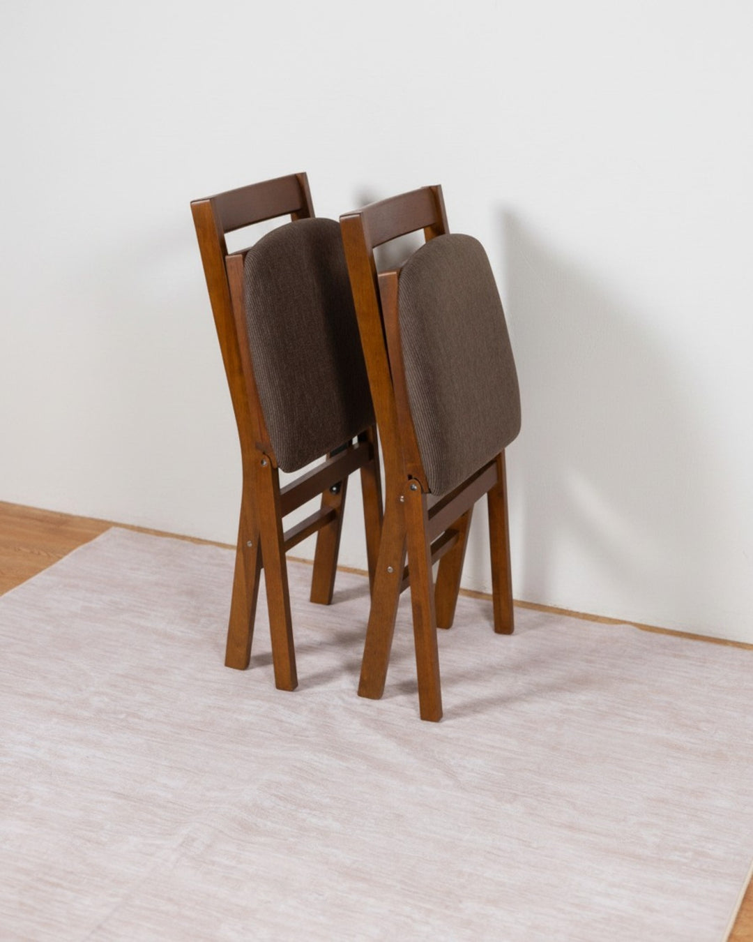 Classic Slat Back Folding Chair, Fruitwood Colton Fabric (Set of 2)