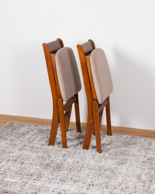 Heritage Back Upholstered Folding Chair, Cherry/Blush (Set of 2)