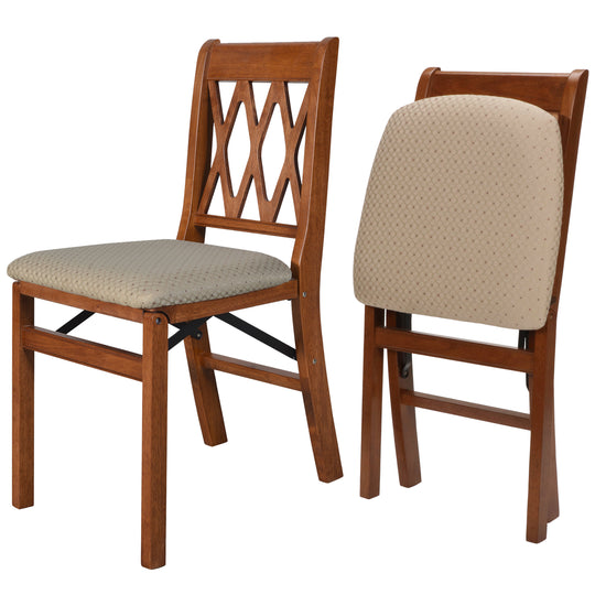 Classic Lattice Back Folding Chair (Set of 2)