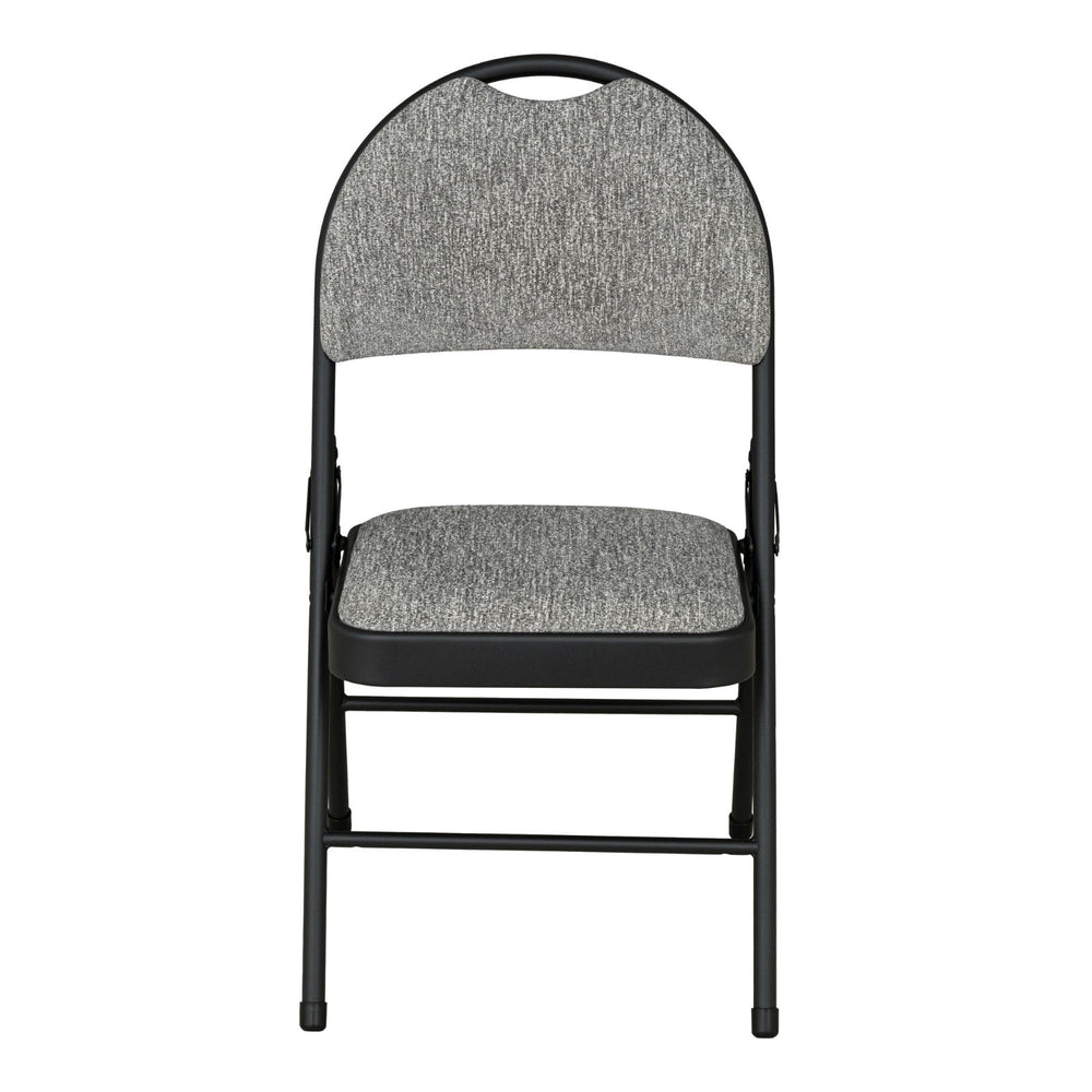 Sudden Comfort Round Back Upholstered Steel Folding Chair, Black Lace Pippin Graphite (Set of 4)