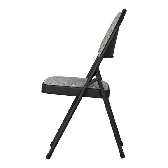 Sudden Comfort Round Back Upholstered Steel Folding Chair, Black Lace Pippin Graphite (Set of 4)