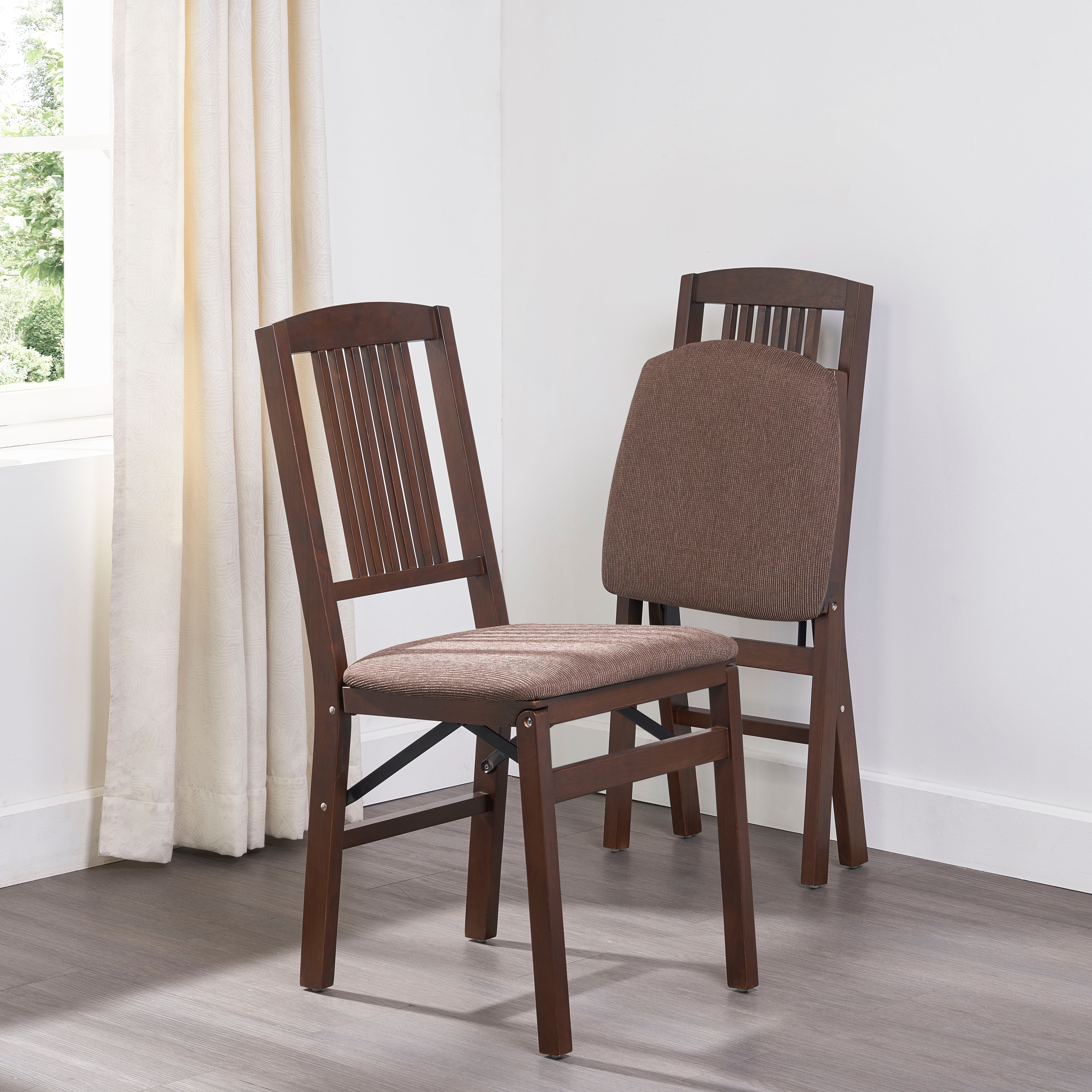 Simple Mission Folding Chair, Espresso Jax Fabric (Set of 2