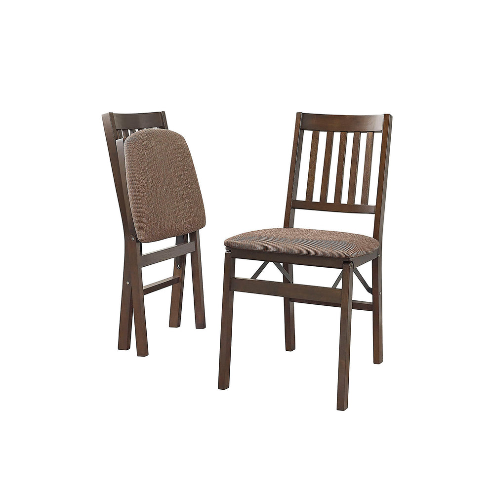 Solid Wood Upholstered Folding Chair (Set of 2)