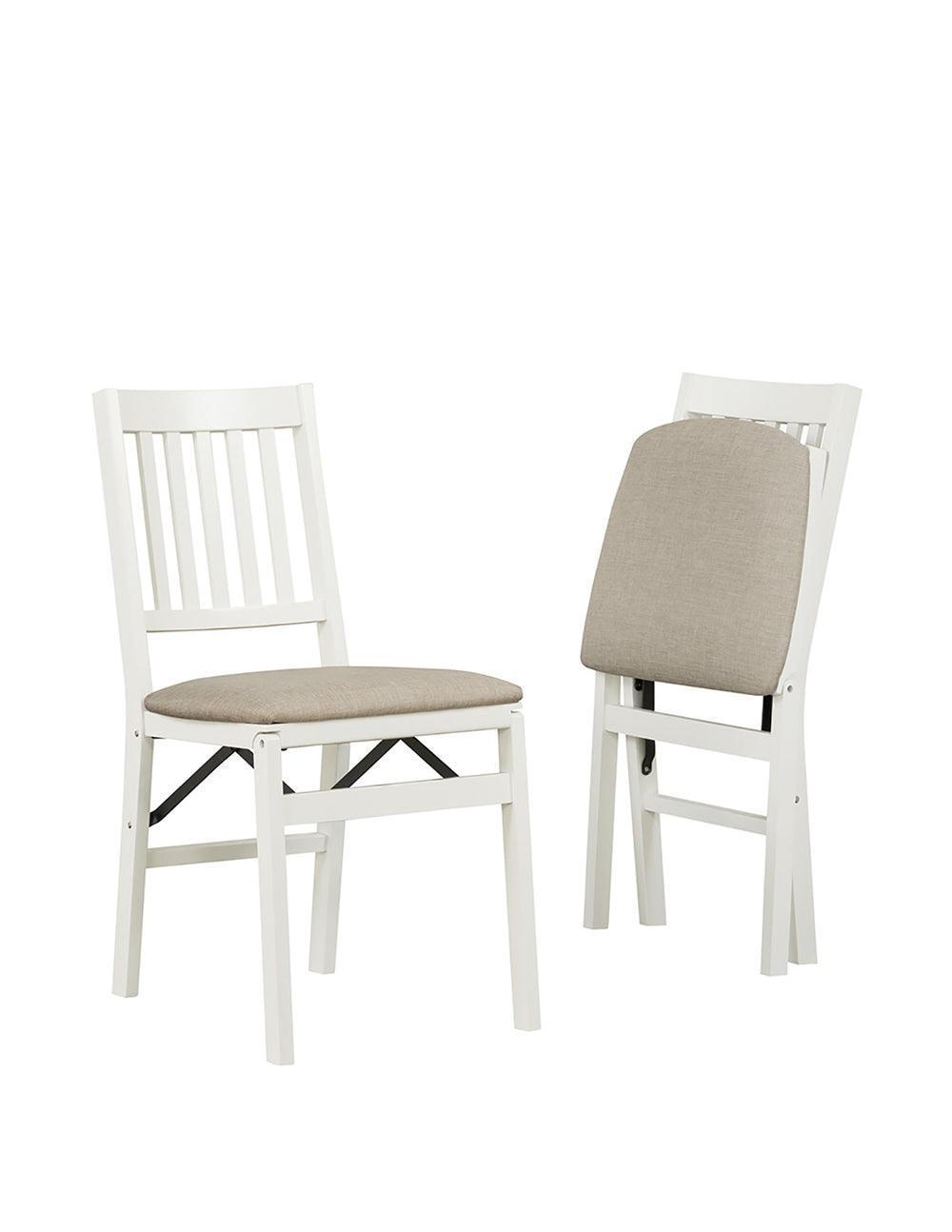 Solid Wood Upholstered Folding Chair (Set of 2)