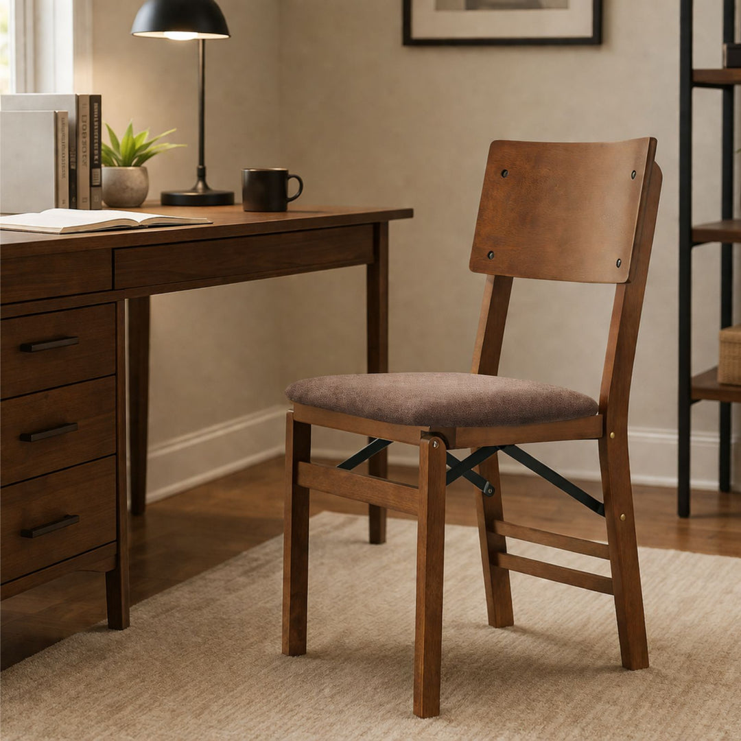 Classic Comfort Curve Back Folding Chair, Fruitwood (Set of 2)