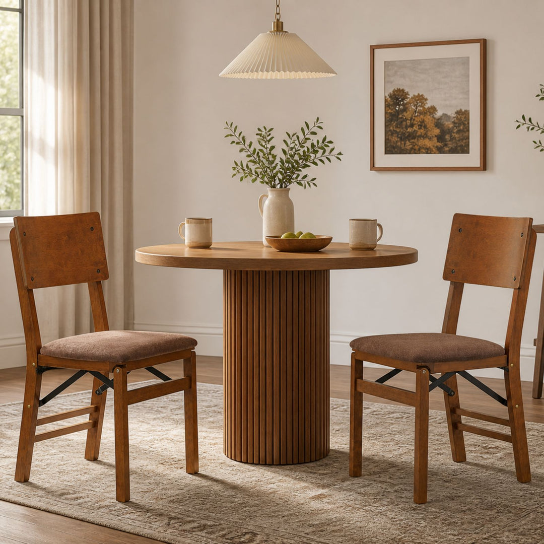 Classic Comfort Curve Back Folding Chair, Fruitwood (Set of 2)