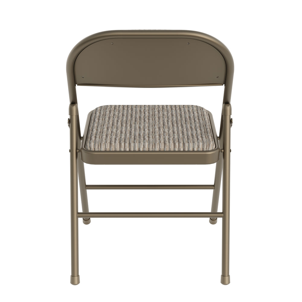 Sudden Comfort Round Back Upholstered Steel Folding Chair, Chicory Cabin (Set of 4)