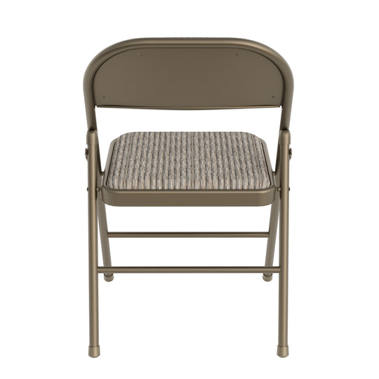 Sudden Comfort Round Back Upholstered Steel Folding Chair, Chicory Cabin (Set of 4)