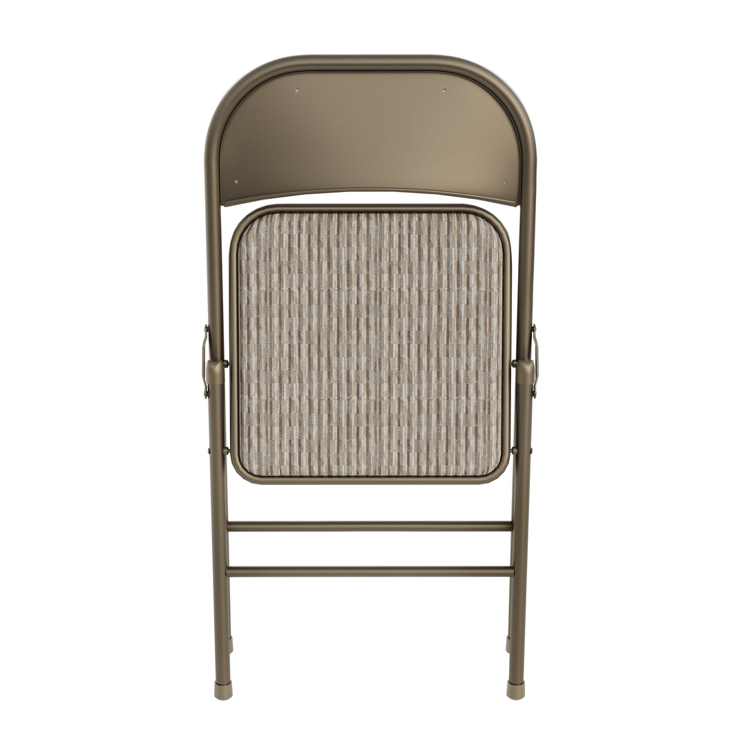 Sudden Comfort Round Back Upholstered Steel Folding Chair, Chicory Cabin (Set of 4)