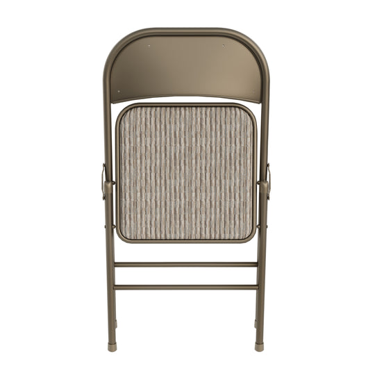 Sudden Comfort Round Back Upholstered Steel Folding Chair, Chicory Cabin (Set of 4)