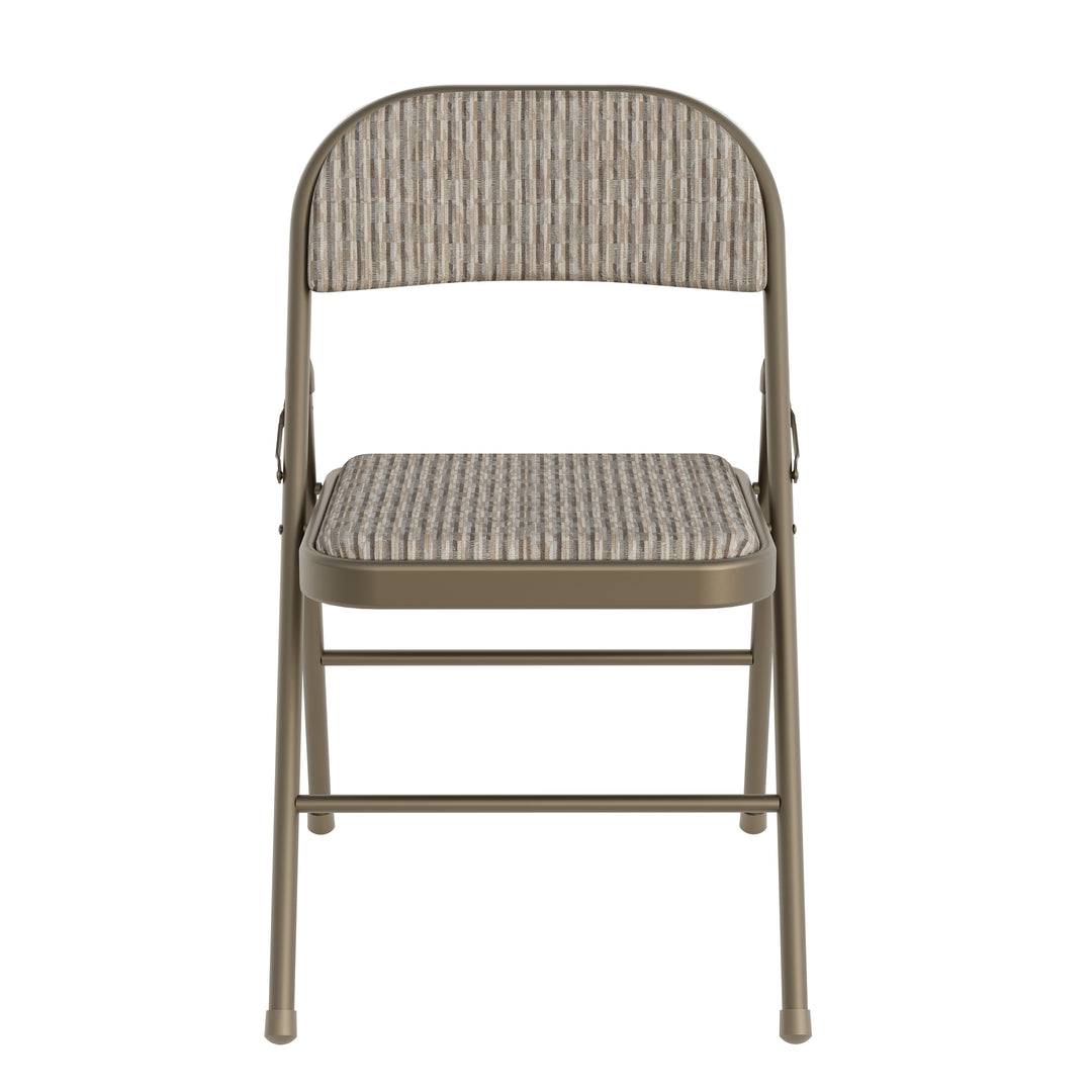 Sudden Comfort Round Back Upholstered Steel Folding Chair, Chicory Cabin (Set of 4)