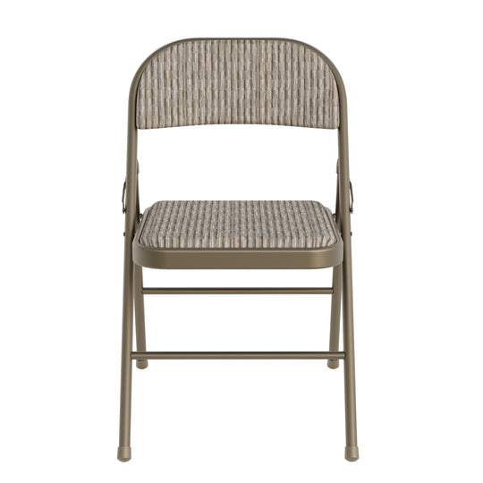 Sudden Comfort Round Back Upholstered Steel Folding Chair, Chicory Cabin (Set of 4)
