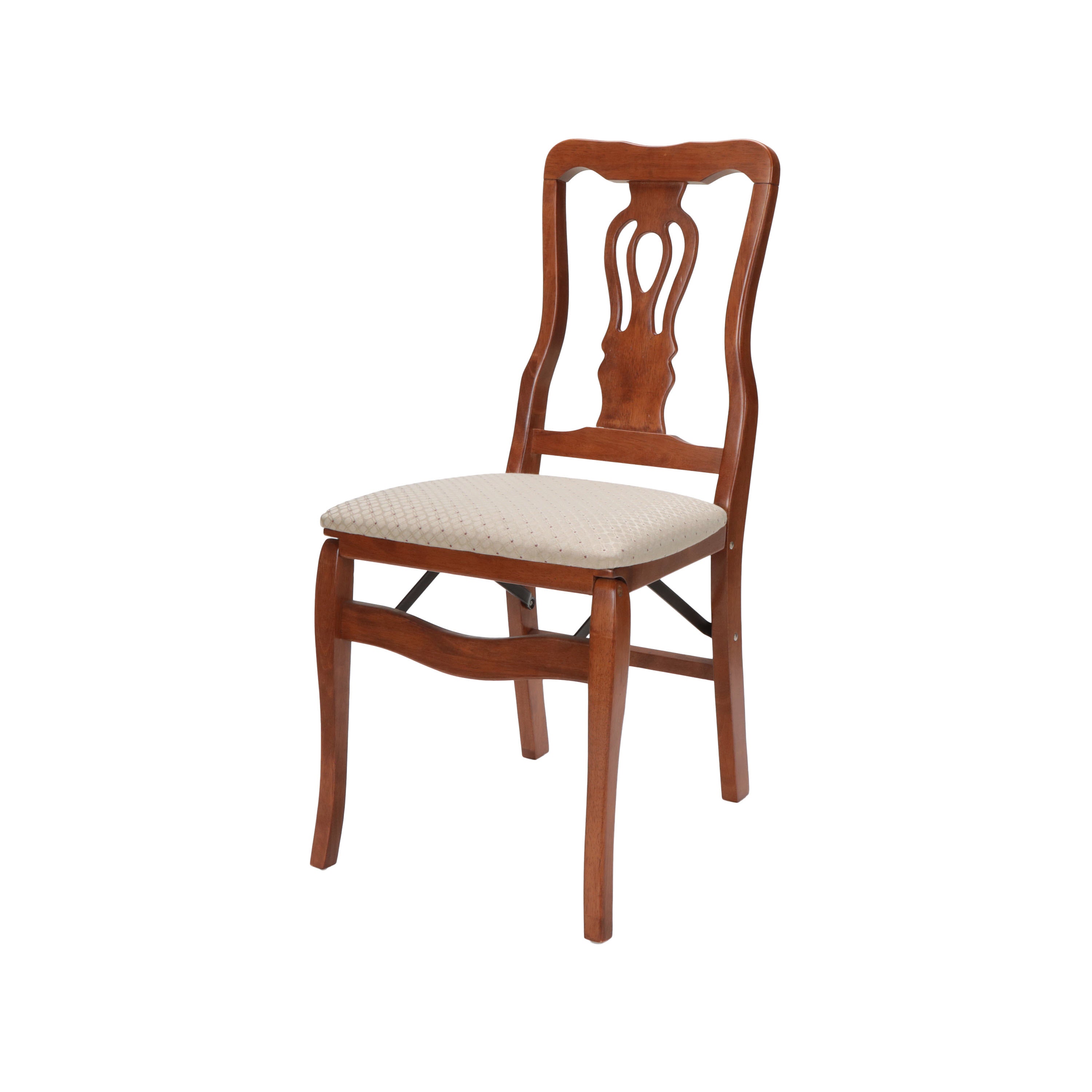 Chippendale Folding Chair, Cherry Blush Fabric (Set of 2) – Stakmore