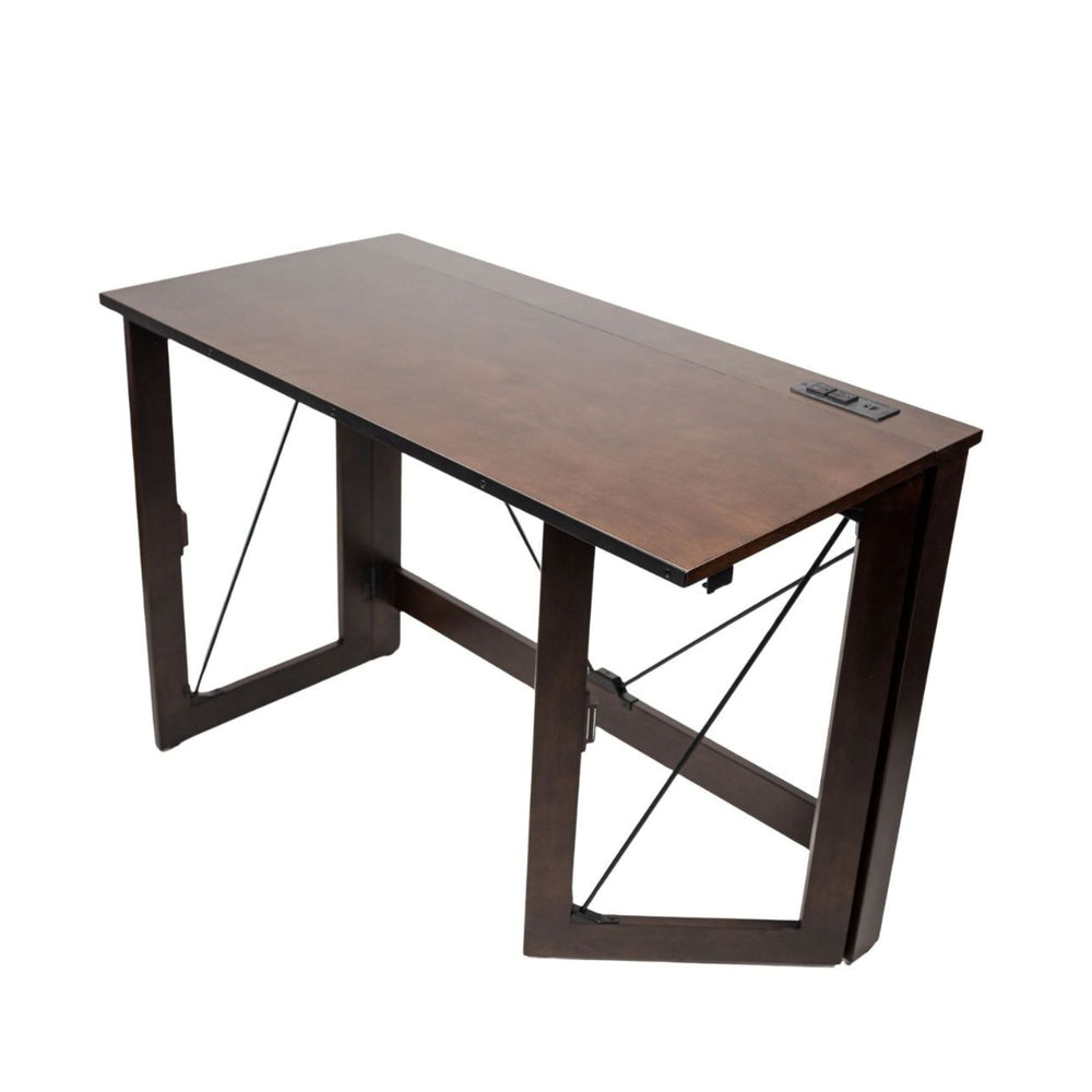 Folding Desk with Power Adapter, Espresso