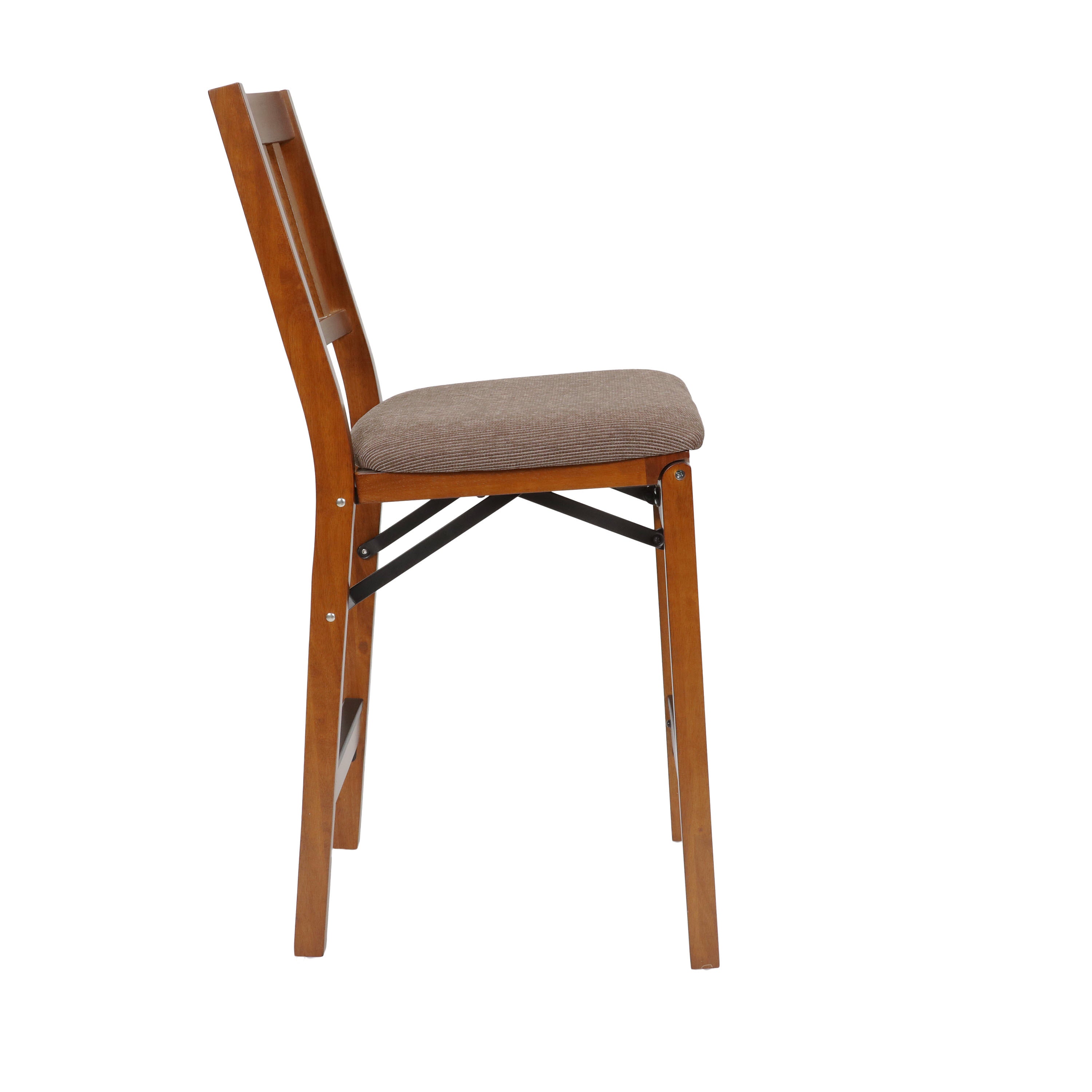 Slat Back Folding Counter Stool, Fruitwood Jax Fabric (Set of 2