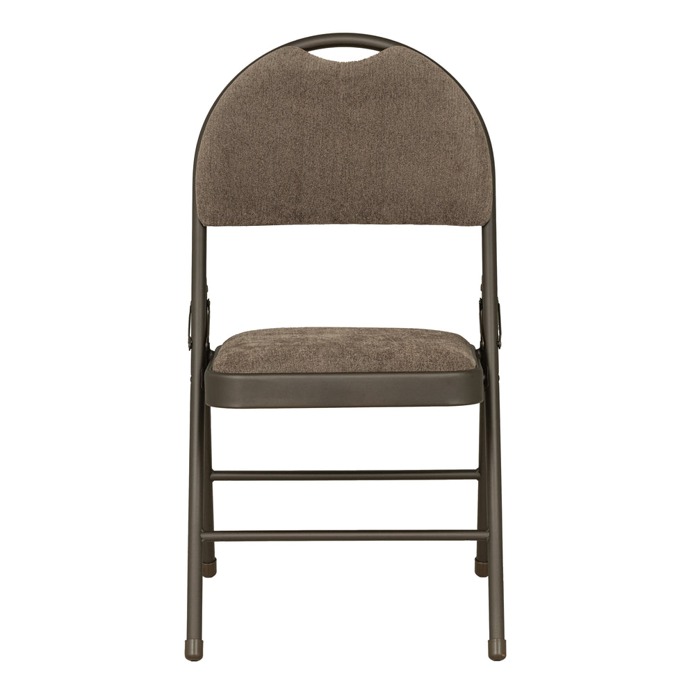 Sudden Comfort Round Back Upholstered Steel Folding Chair, Cinnabar Corrin (Set of 4)