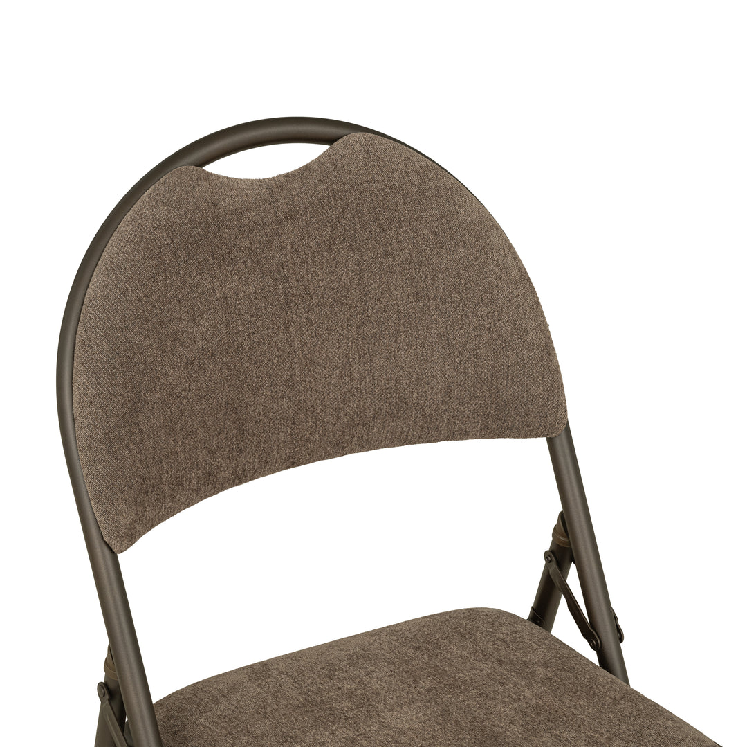 Sudden Comfort Round Back Upholstered Steel Folding Chair, Cinnabar Corrin (Set of 4)