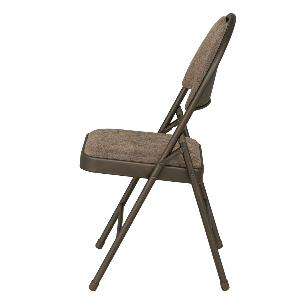 Sudden Comfort Round Back Upholstered Steel Folding Chair, Cinnabar Corrin (Set of 4)