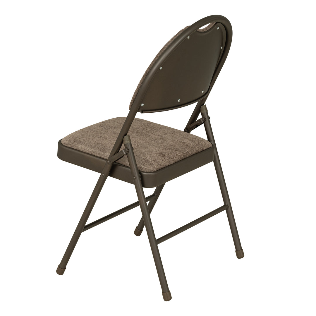 Sudden Comfort Round Back Upholstered Steel Folding Chair, Cinnabar Corrin (Set of 4)