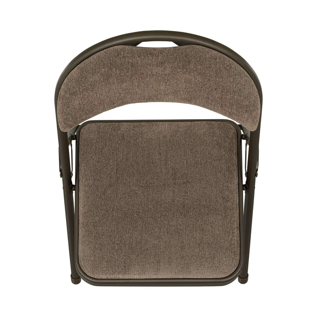 Sudden Comfort Round Back Upholstered Steel Folding Chair, Cinnabar Corrin (Set of 4)