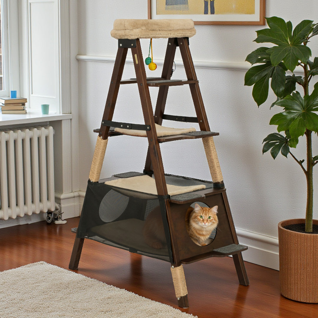 Multi-Level Folding Cat Tree, Espresso