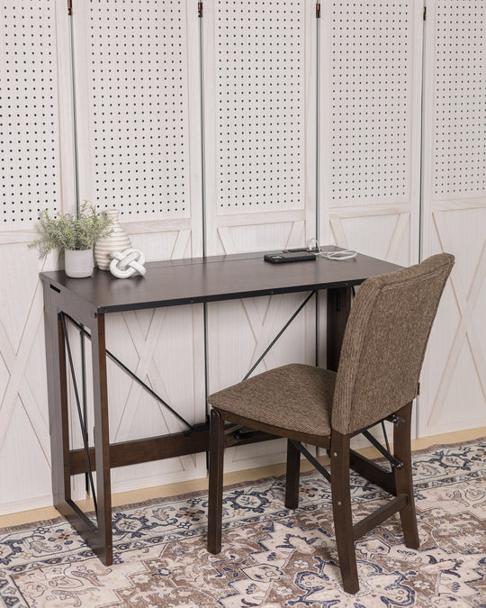Parsons Upholstered Back Folding Chair, Espresso Jax Fabric (Set of 2)