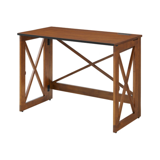 Wood Folding Desk with Power Block