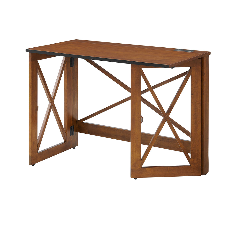 Wood Folding Desk with Power Block