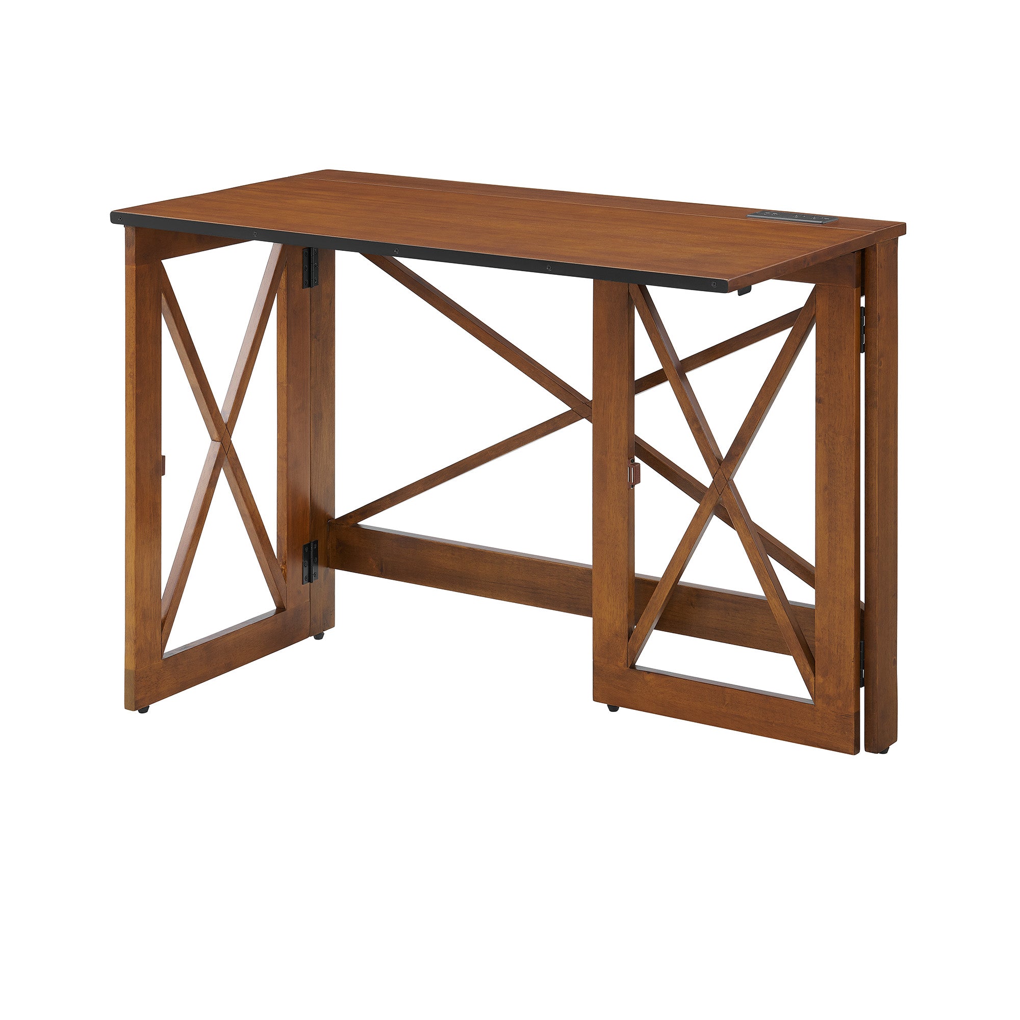 Stakmore Folding Wood Desk with Power Block, Fruitwood
