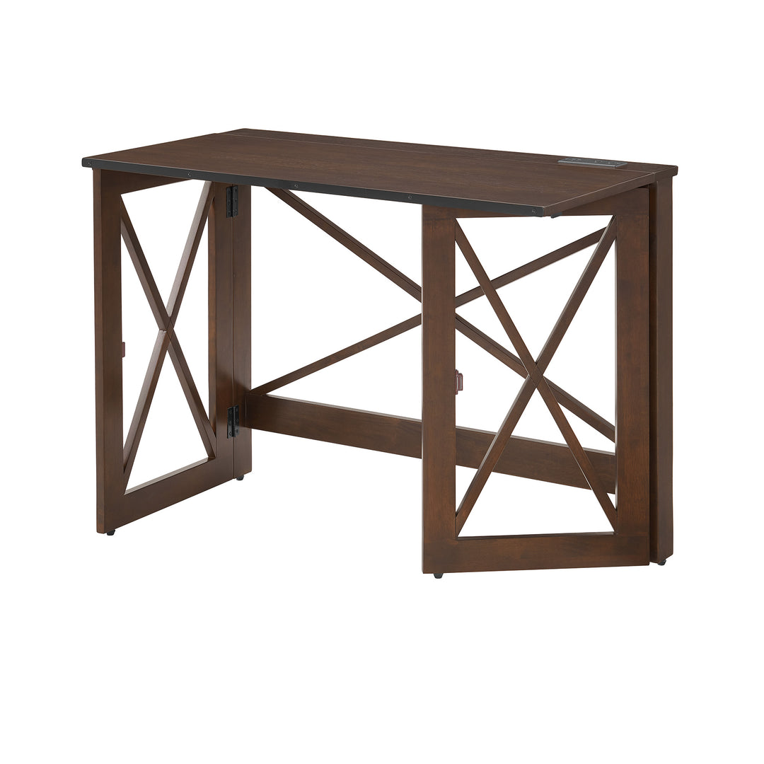 Wood Folding Desk with Power Block