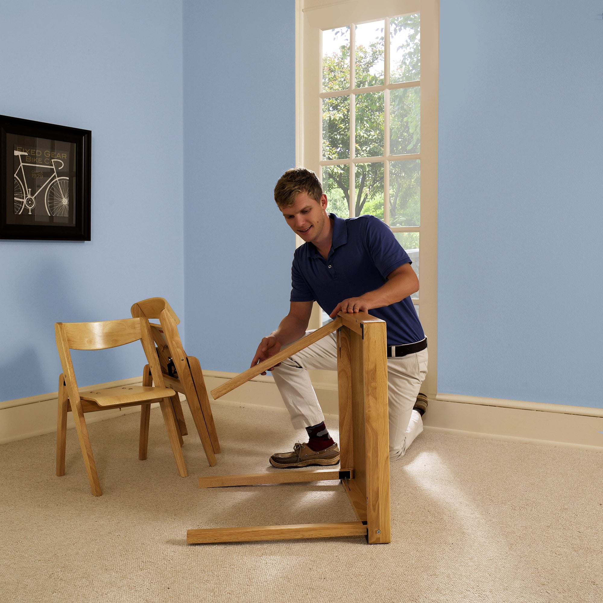 Kids Folding Table & Chair Set, Natural (3-Piece Set) – Stakmore