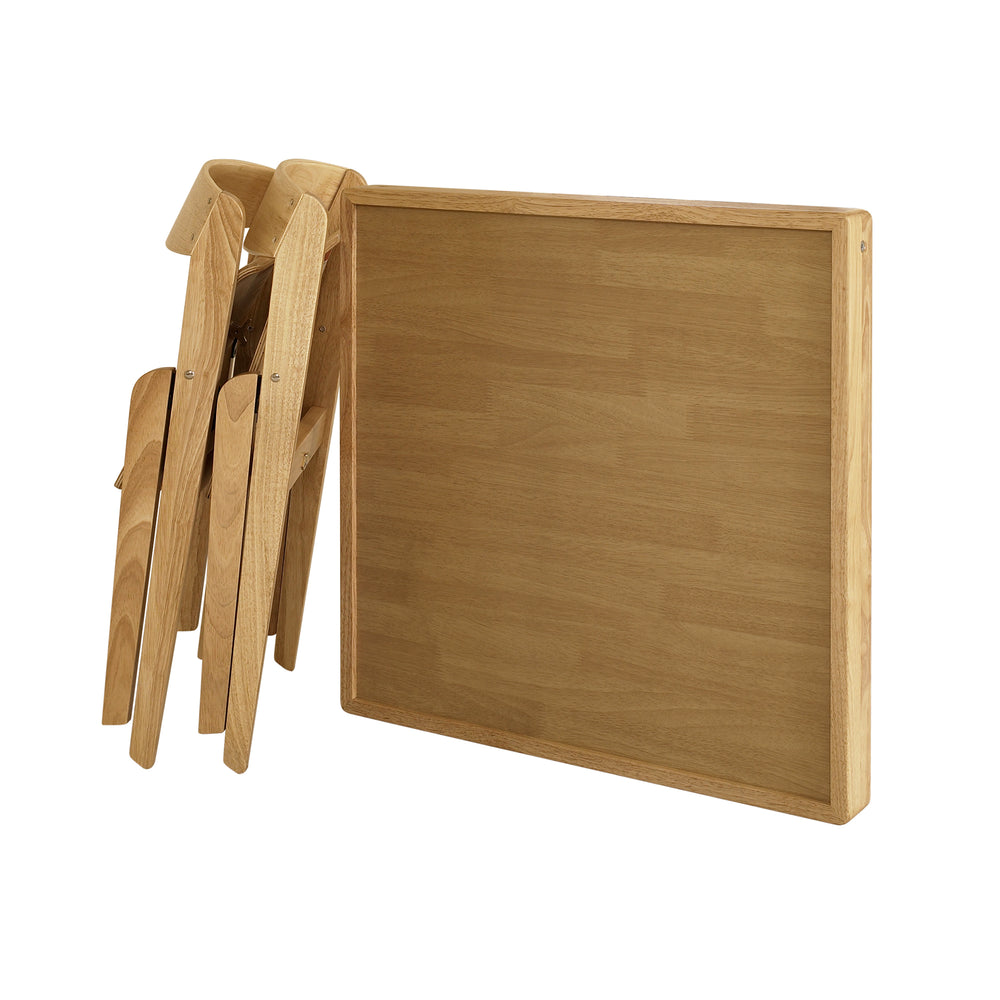Kids Folding Table & Chair Set, Natural (3-Piece Set)