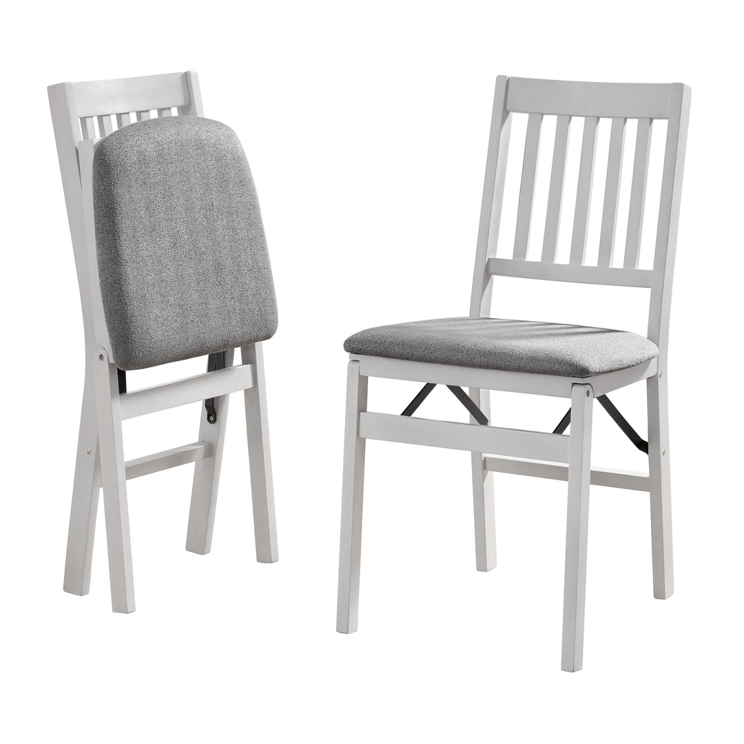 Solid Wood Upholstered Folding Chair (Set of 2)