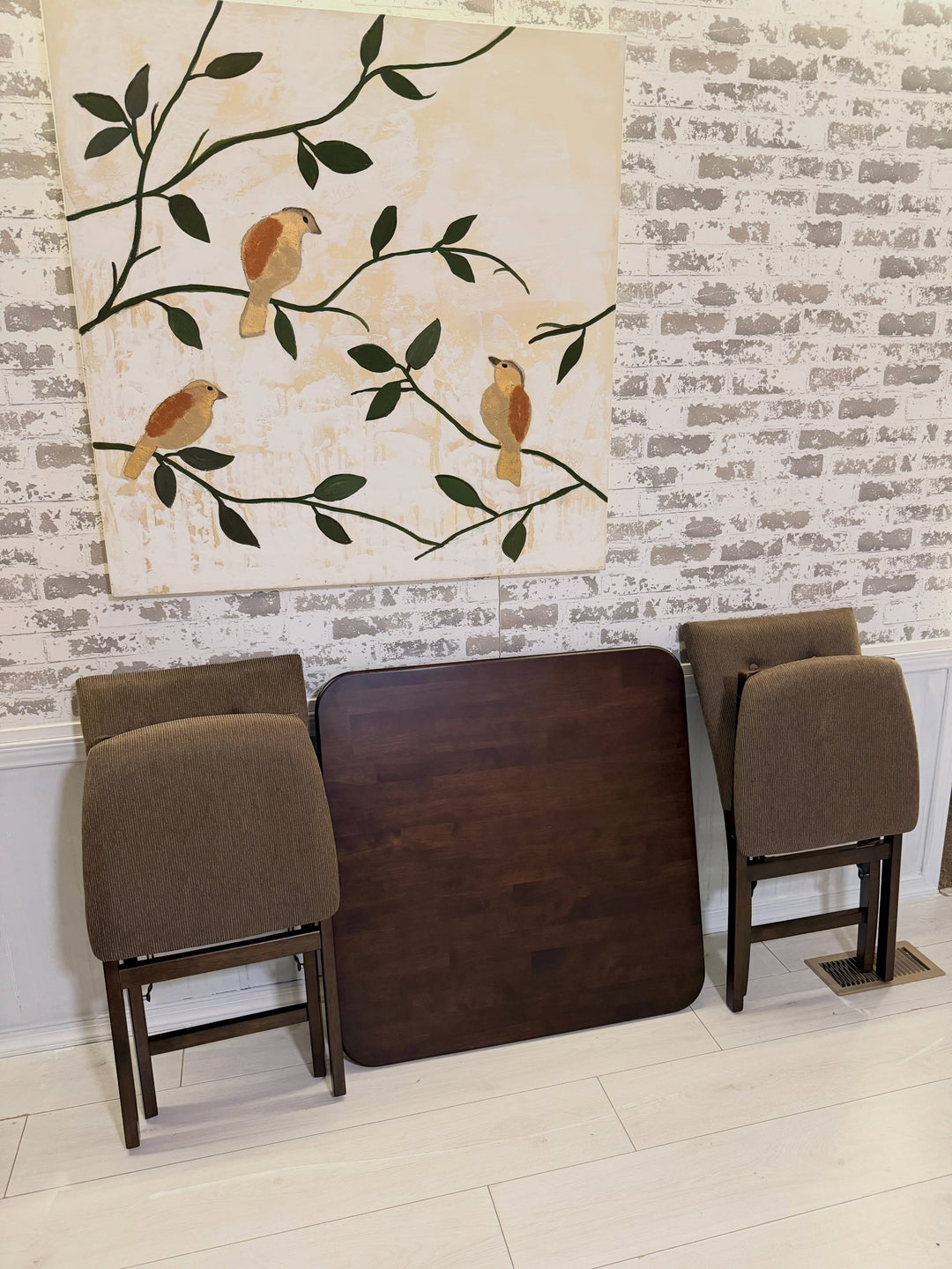 Parsons Upholstered Back Folding Chair, Espresso Jax Fabric (Set of 2)