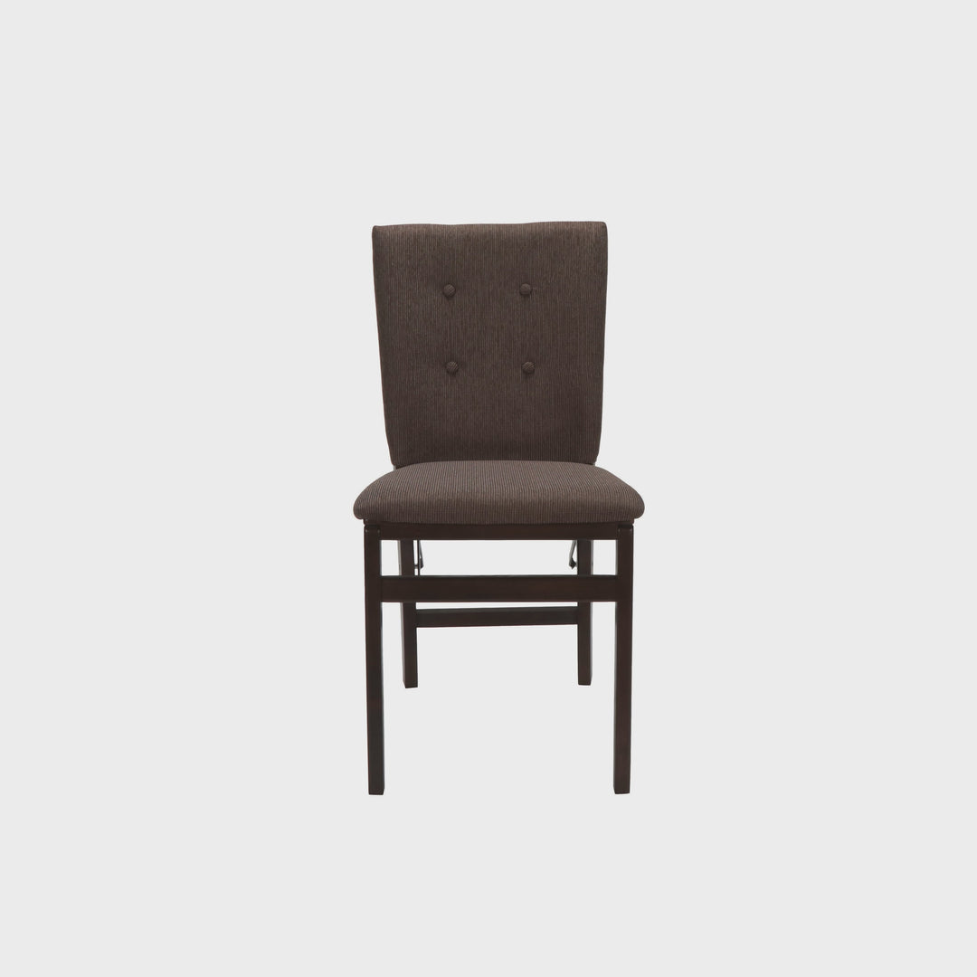 Parsons Upholstered Back Folding Chair, Espresso Jax Fabric (Set of 2)