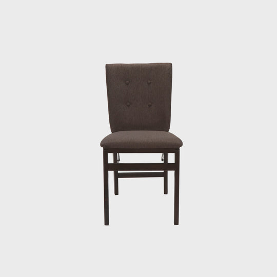 Parsons Upholstered Back Folding Chair, Espresso Jax Fabric (Set of 2)